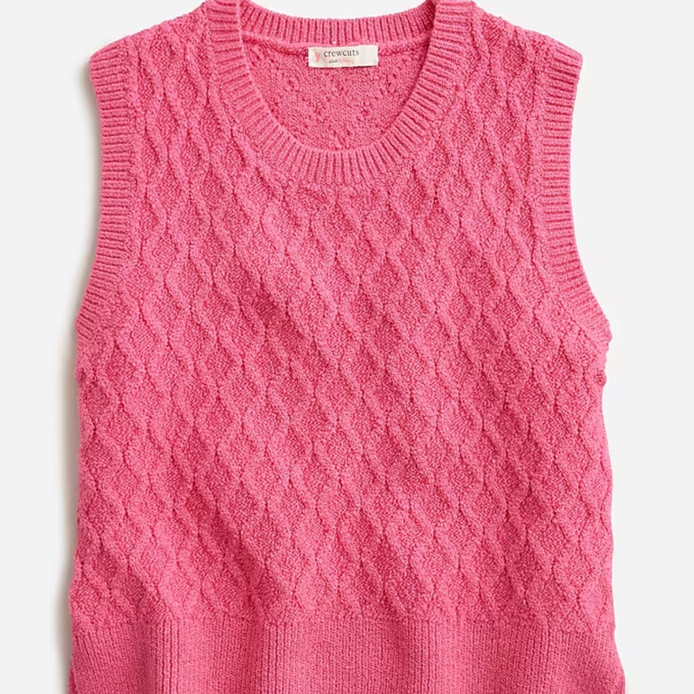 J CrewCuts Pink Cable Knit Sleeveless Sweater (12/14)